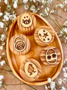 Wooden Mini Speckled Egg Trinket Tray